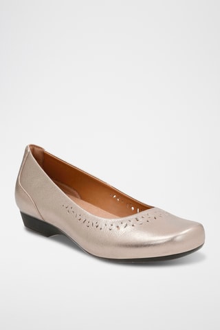 Ballerines en cuir Blanche - Doré rose