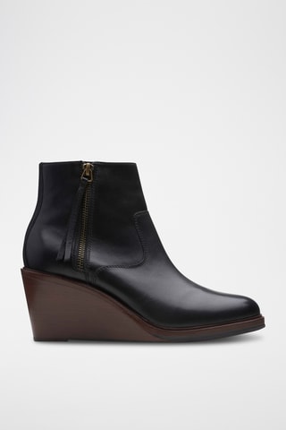 Bottines compensées en cuir Clarkdale2 - Noir