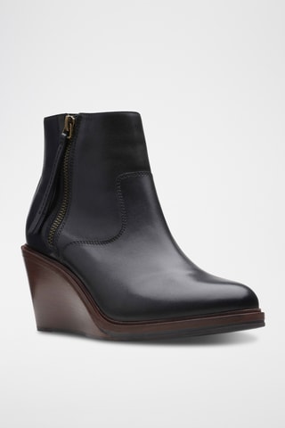 Bottines compensées en cuir Clarkdale2 - Noir