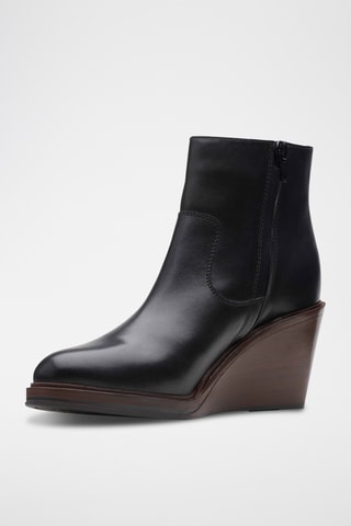 Bottines compensées en cuir Clarkdale2 - Noir