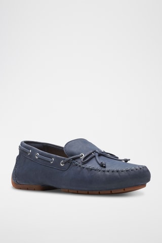 Chaussures bateau en nubuck C - Bleu marine