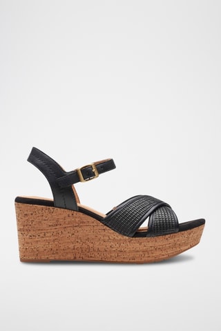 Sandales compensées en cuir Elleri - Noir