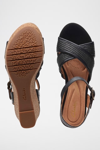 Sandales compensées en cuir Elleri - Noir