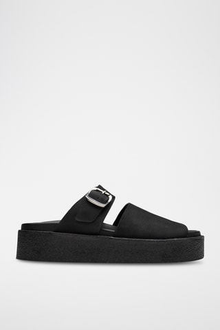 Mules plateformes en nubuck Crepe - Noir