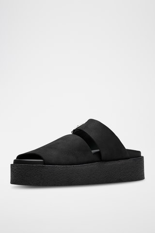 Mules plateformes en nubuck Crepe - Noir