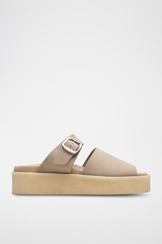 Mules plateformes en nubuck Crepe - Beige