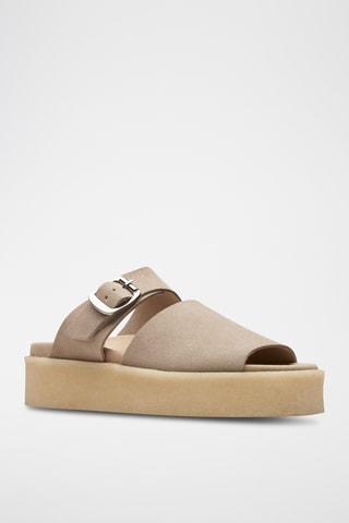 Mules plateformes en nubuck Crepe - Beige