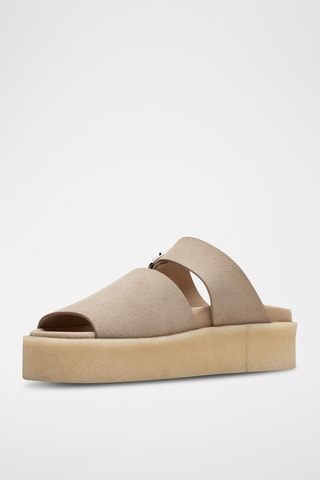 Mules plateformes en nubuck Crepe - Beige