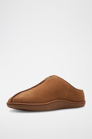 Sabots fourrés en nubuck Home - Marron clair