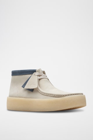 Boots plateformes en nubuck WallabeeCup - Blanc