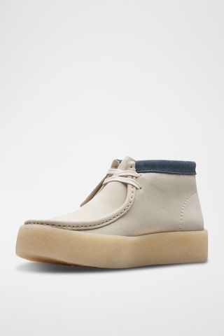 Boots plateformes en nubuck WallabeeCup - Blanc