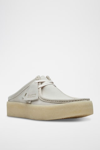 Sabots plateformes en nubuck WallabeeCup - Blanc