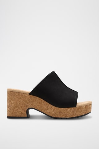 Mules à talons en nubuck - Noir