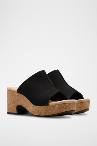Mules à talons en nubuck - Noir