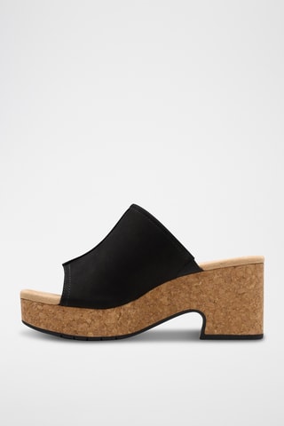 Mules à talons en nubuck - Noir
