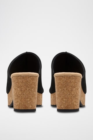 Mules à talons en nubuck - Noir