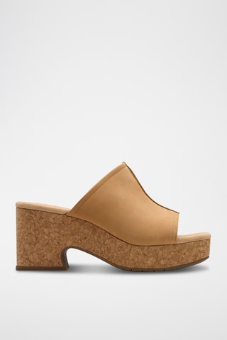 Mules à talons en nubuck - Beige