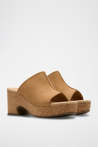 Mules à talons en nubuck - Beige