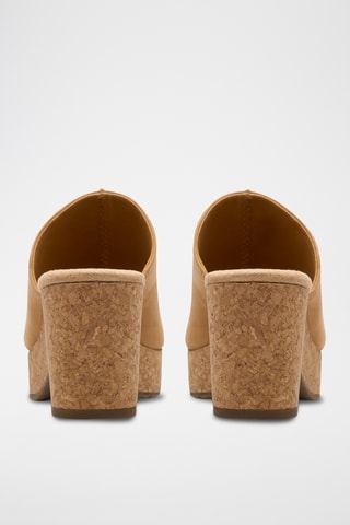 Mules à talons en nubuck - Beige