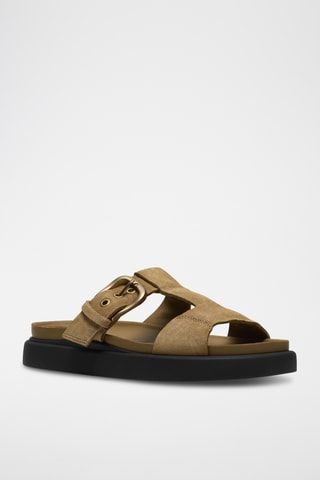 Mules en cuir - Beige foncé