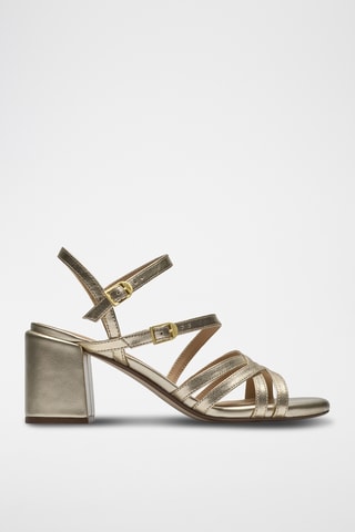 Sandales à talons en cuir - Bleu clair