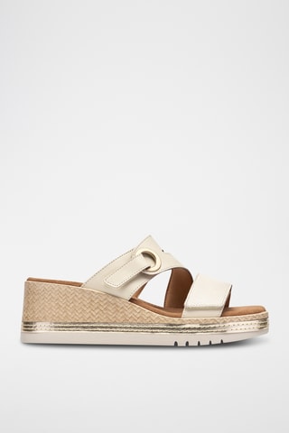 Mules compensées en cuir - Bleu clair