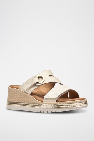 Mules compensées en cuir - Bleu clair