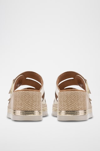 Mules compensées en cuir - Bleu clair