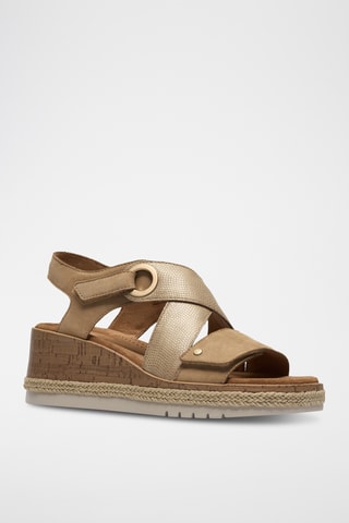 Sandales compensées en cuir - Bleu clair