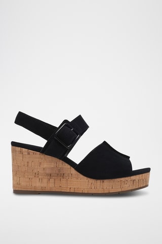 Sandales compensées en nubuck - Noir