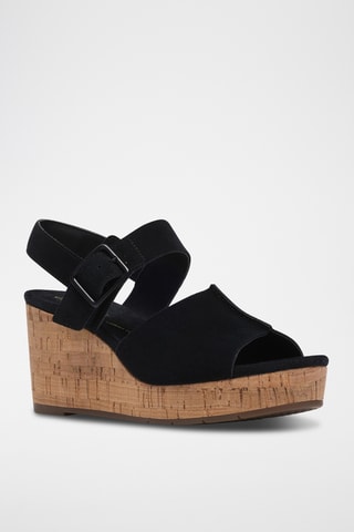 Sandales compensées en nubuck - Noir
