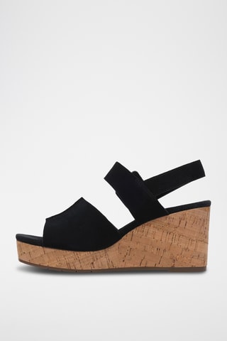 Sandales compensées en nubuck - Noir