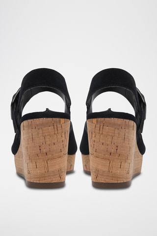 Sandales compensées en nubuck - Noir