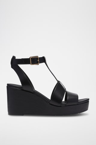 Sandales compensées en nubuck - Noir