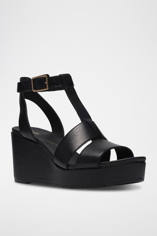 Sandales compensées en nubuck - Noir