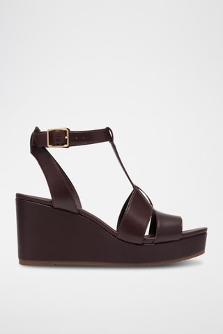 Sandales compensées en cuir - Bordeaux