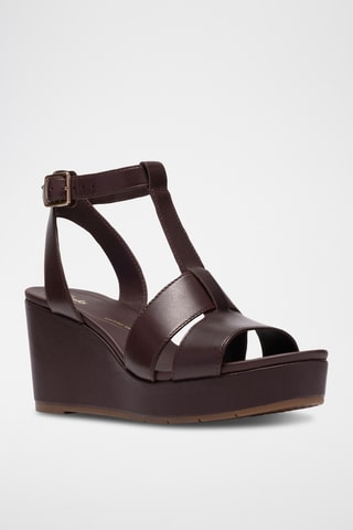 Sandales compensées en cuir - Bordeaux