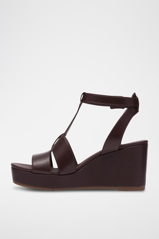 Sandales compensées en cuir - Bordeaux