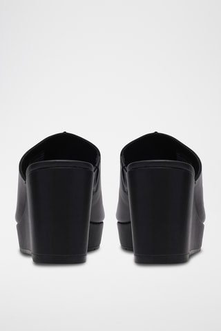 Mules compensées en cuir - Noir