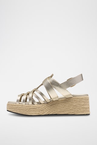Sandales compensées en cuir - Doré