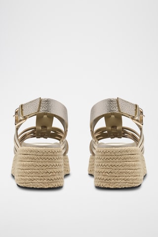 Sandales compensées en cuir - Doré