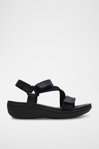 Sandales compensées en cuir - Noir