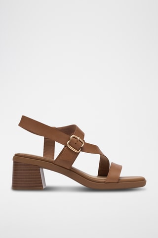 Sandales à talons en cuir - Marron