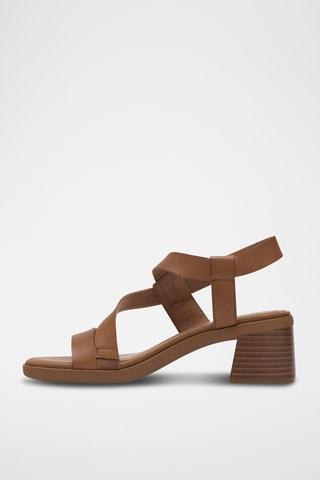 Sandales à talons en cuir - Marron