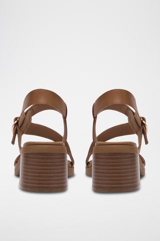 Sandales à talons en cuir - Marron