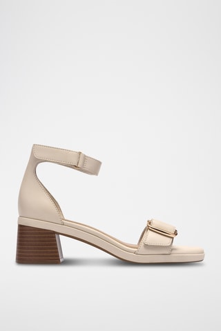 Sandales à talons en cuir - Beige
