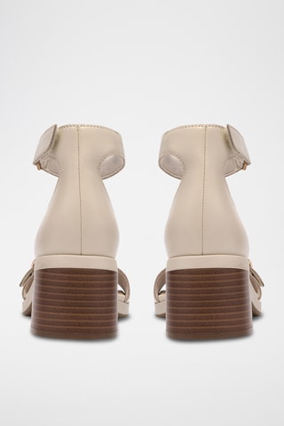 Sandales à talons en cuir - Beige