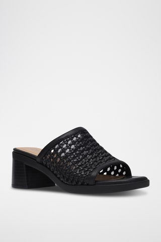 Mules à talons en cuir - Noir