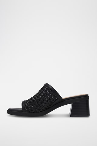 Mules à talons en cuir - Noir