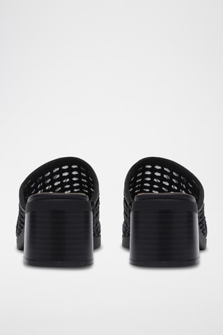 Mules à talons en cuir - Noir